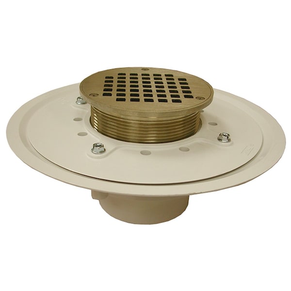 Jones Stephens 3in. Heavy Duty PVC Drain Base with 4in. Metal Spud and 5in. Nickel Bronze Strainer D50360 - main